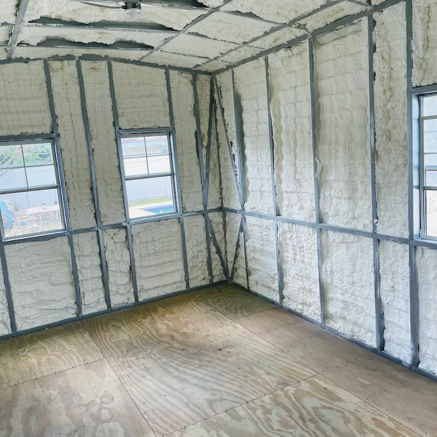 Closed-cell spray foam insulation applied to wall cavities in a residential project in Severna Park