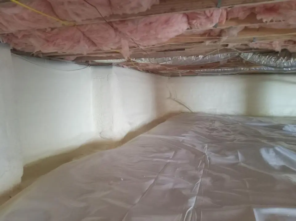 Crawl space encapsulation with closed-cell spray foam for Commercial Roof Restoration in Severna Park
